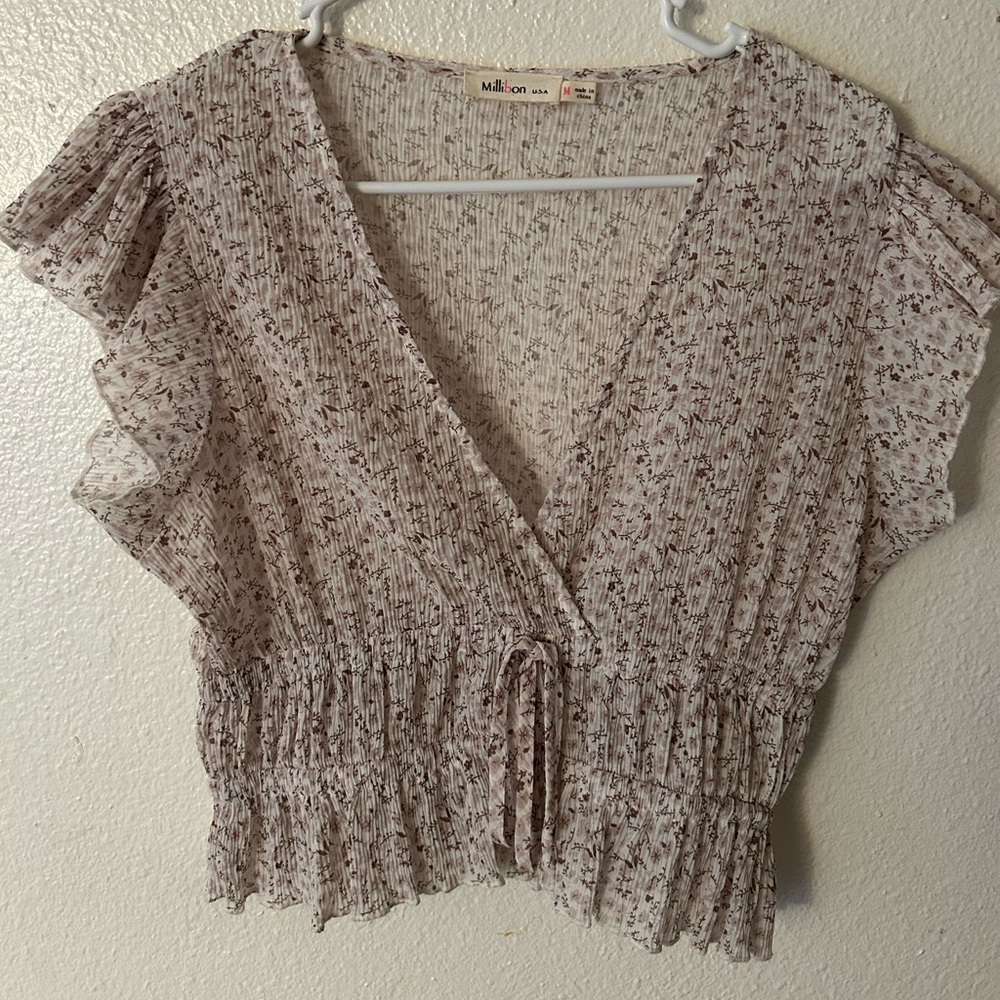 MILLIBON V neck floral top